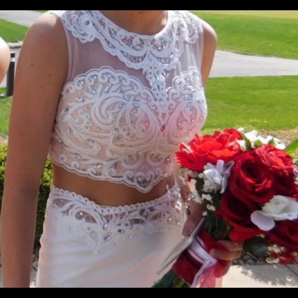 White Two Piece Prom Dress Size 4/6